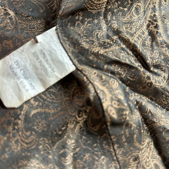 Baxis & Baxis Faux Fur Brown Vest with Paisley Lining Beaded Trim Medium Pockets - Picture 3 of 6